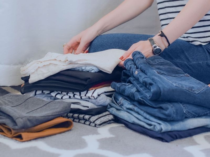 calmly packing to move house