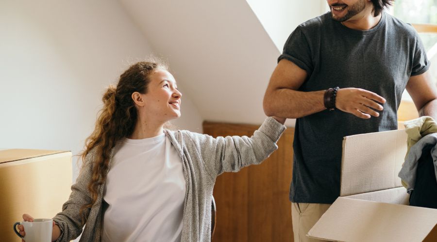 People unpacking after a move.